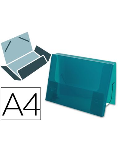 Carpeta Liderpapel Portadocumentos Gomas 36933 Polipropileno Din A4 Verde Translucido Lomo 25 Mm