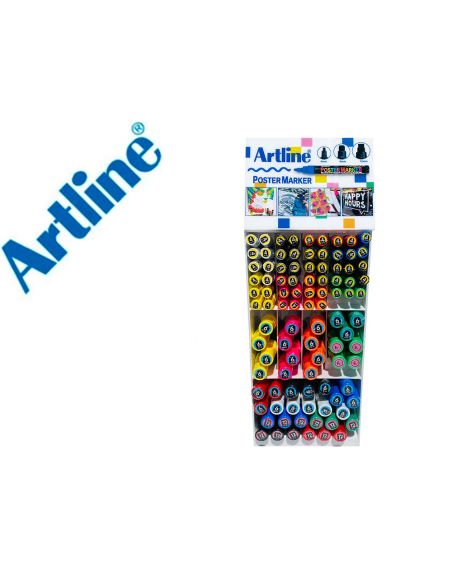 Expositor Artline Poster Marker 96 Unidades Colores Surtidos 51 Uds 2 Mm / 33 Uds 6 Mm / 12 Uds 12 Mm