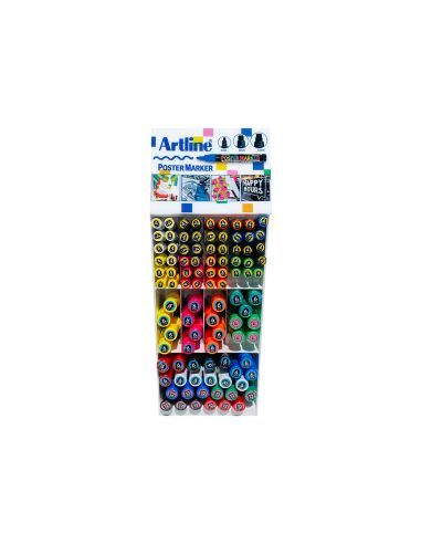 Expositor Artline Poster Marker 96 Unidades Colores Surtidos 51 Uds 2 Mm / 33 Uds 6 Mm / 12 Uds 12 Mm