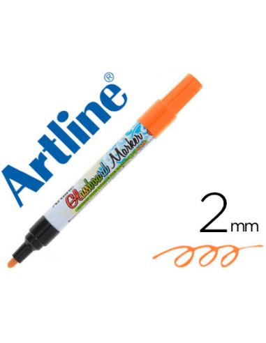 Rotulador Artline Glass Marker Especial Cristal Borrable En Seco O Humedo Color Naranja Fluor