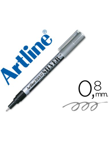 Rotulador Artline Marcador Permanente Tinta Metalica Ek-999 Plata Punta Redonda 0.8 Mm