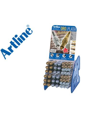 Rotulador Artline Marcador Permanente Tinta Metalica Gama Oro Y Plata Ek-900-999 Expositor De 48 Unidades