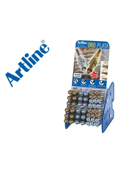 Rotulador Artline Marcador Permanente Tinta Metalica Gama Oro Y Plata Ek-900-999 Expositor De 48 Unidades