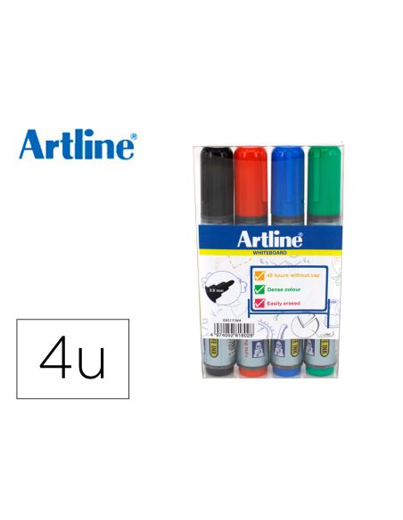 Rotulador Artline Pizarra Ek517/W4 Punta Redonda 2 Mm Bolsa De 4 Unidades Colores Surtidos