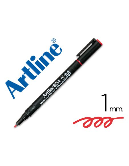 Rotulador Artline Retroproyeccion Punta Fibra Permanente Ek-854 Rojo -Punta Redonda 1 Mm