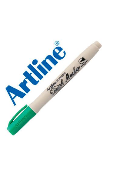 Rotulador Verde Artline Supreme Brush Pintura Base De Agua Punta Tipo Pincel Trazo Variable