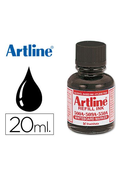 Tinta Artline Negro Para Rotulador Pizarra Blanca 500A Bote 20 Ml