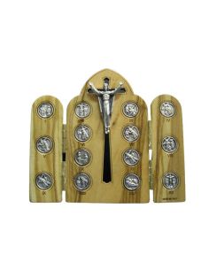 Triptico Via Crucis Olivo-Metal 9,5X11 Cm. ºººº