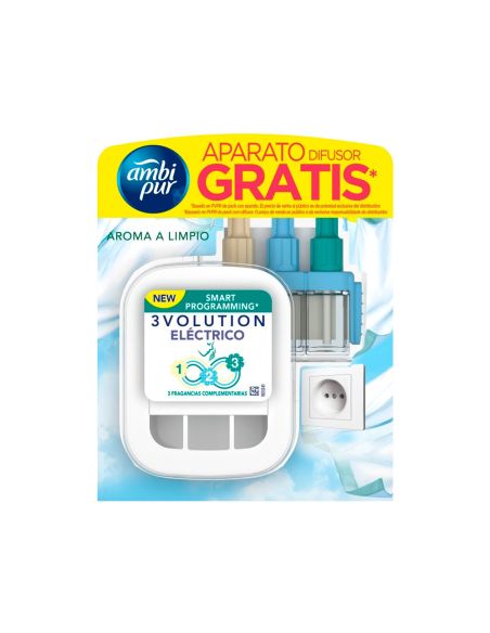 Ambientador Electrico Ambipur 3Volution Limpio Difusor + Recambio
