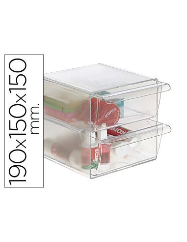 Archicubo Archivo 2000 2 Cajones Organizador Modular Plastico 190X150X150 Mm Incluye 2 Clips De Sujecion