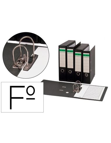 Archivador De Palanca Elba Carton Compacto Con Rado Folio Lomo De 80 Mm Negro
