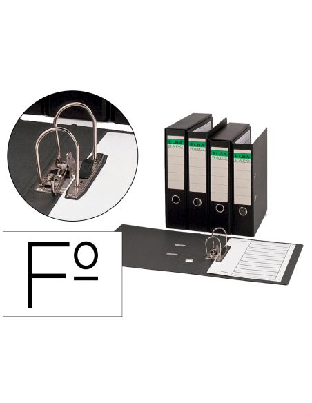 Archivador De Palanca Elba Carton Compacto Con Rado Folio Lomo De 80 Mm Negro