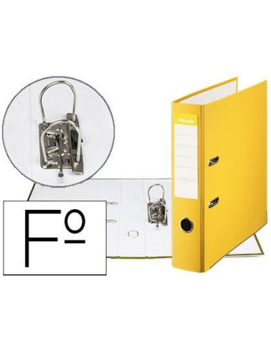 Archivador De Palanca Esselte Carton Forrado Pvc Folio Lomo De 75 Mm Con Rado Amarillo