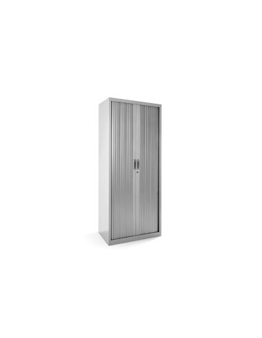 Armario Metalico Rocada Dos Puertas Tipo Persiana Con Cuatro Baldas Serie Store 198X80X45 Cm Acabado Gris/Gris