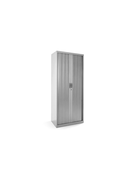 Armario Metalico Rocada Dos Puertas Tipo Persiana Con Cuatro Baldas Serie Store 198X80X45 Cm Acabado Gris/Gris