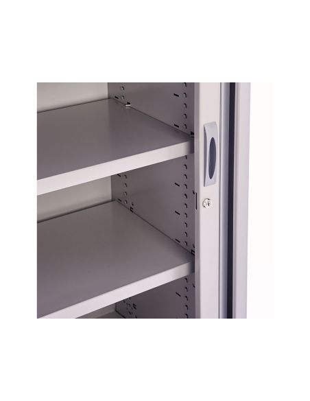 Armario Metalico Rocada Dos Puertas Tipo Persiana Con Cuatro Baldas Serie Store 198X80X45 Cm Acabado Gris/Gris