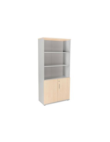 Armario Rocada Con Cuatro Estante Y Dos Puertas Inferiores Serie Store 195X90X45 Cm Acabado Gris/Haya