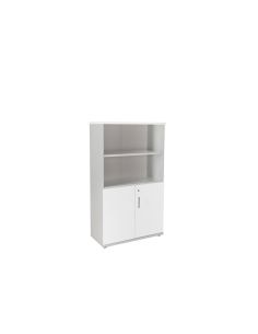 Armario Rocada Con Tres Estantes Y Dos Puertas Inferiores Serie Store 156X90X45 Cm Acabado Gris/Bco