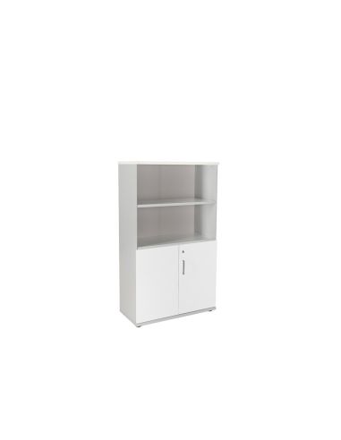 Armario Rocada Con Tres Estantes Y Dos Puertas Inferiores Serie Store 156X90X45 Cm Acabado Gris/Bco