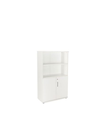 Armario Rocada Con Tres Estantes Y Dos Puertas Inferiores Serie Store 156X90X45 Cm Acabado Bco/Bco