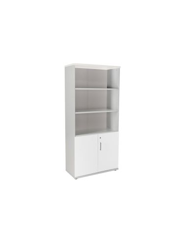 Armario Rocada Con Cuatro Estantes Y Dos Puertas Inferiores Serie Store 195X90X45 Cm Acabado Gris/Bco