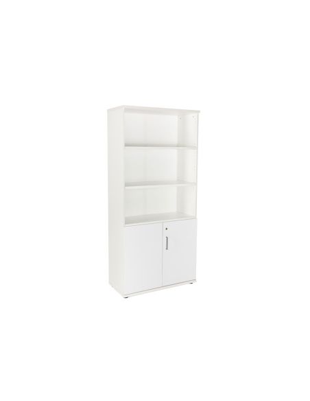 Armario Rocada Con Cuatro Estantes Y Dos Puertas Inferiores Serie Store 195X90X45 Cm Acabado Bco/Bco