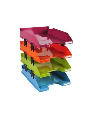 Bandeja Sobremesa Exacompta Plastico Arlequin Set De 4 Unidades Colores Surtidos 346X254X243 Mm