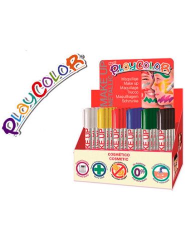 Barra De Maquillaje Playcolor Make Up Metallic Expositor De 24 Unidades Colores Surtidos