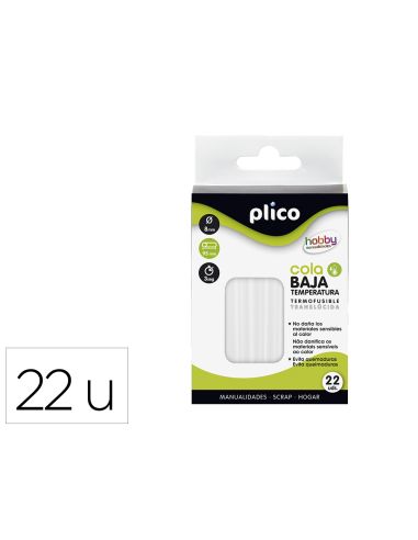 Barra Termofusible Plico Cola Baja Temperatura 8 Mm De Diametro X 95 Mm De Alto Blister De 22 Unidades