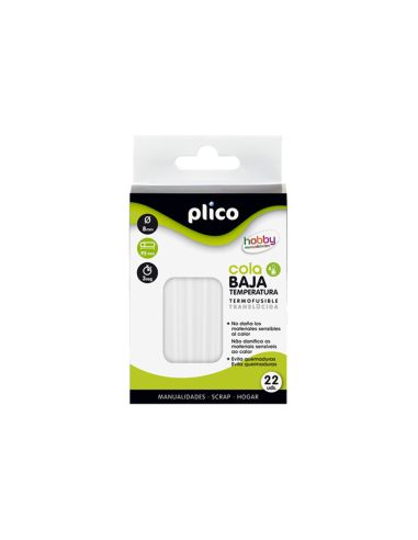 Barra Termofusible Plico Cola Baja Temperatura 8 Mm De Diametro X 95 Mm De Alto Blister De 22 Unidades