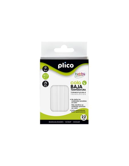 Barra Termofusible Plico Cola Baja Temperatura 8 Mm De Diametro X 95 Mm De Alto Blister De 22 Unidades