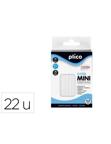 Barra Termofusible Plico Mini Translucida 8 Mm De Diametro X 95 Mm De Alto Blister De 22 Unidades