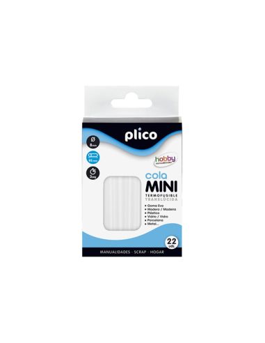 Barra Termofusible Plico Mini Translucida 8 Mm De Diametro X 95 Mm De Alto Blister De 22 Unidades