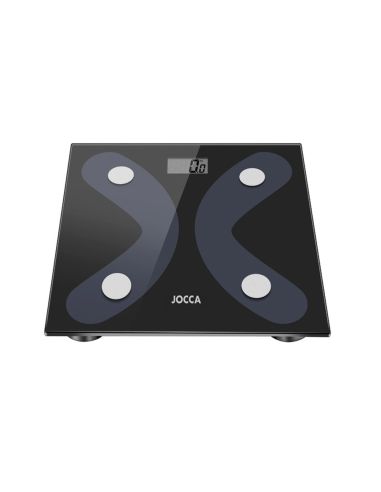 Bascula Inteligente Jocca De Vidrio Templado Con Bluetooth Mide Peso Grasa Agua Hasta 8 Usuarios Capacidad Hasta 180 Kg