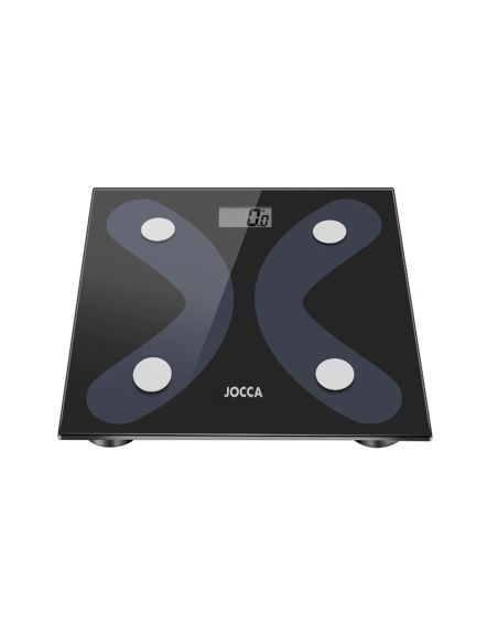 Bascula Inteligente Jocca De Vidrio Templado Con Bluetooth Mide Peso Grasa Agua Hasta 8 Usuarios Capacidad Hasta 180 Kg