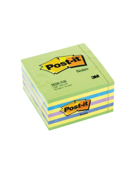Bloc De Notas Adhesivas Quita Y Pon Post-It 76X76 Mm Cubo Color Azul Y Verde 450 Hojas