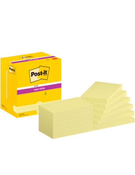 Bloc De Notas Adhesivas Quita Y Pon Post-It Super Sticky 76X127 Mm Con 12 Bloc Amarillo Canario