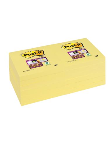 Bloc De Notas Adhesivas Quita Y Pon Post-It Super Sticky 76X127 Mm Con 12 Bloc Amarillo Canario