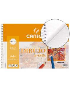 Bloc Dibujo Basik Din A4+ Espiral 23 X 32.5 Cm 20 Hojas Microperforado 2 Taladros