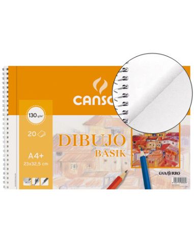 Bloc Dibujo Basik Din A4+ Espiral 23 X 32.5 Cm 20 Hojas Microperforado 2 Taladros