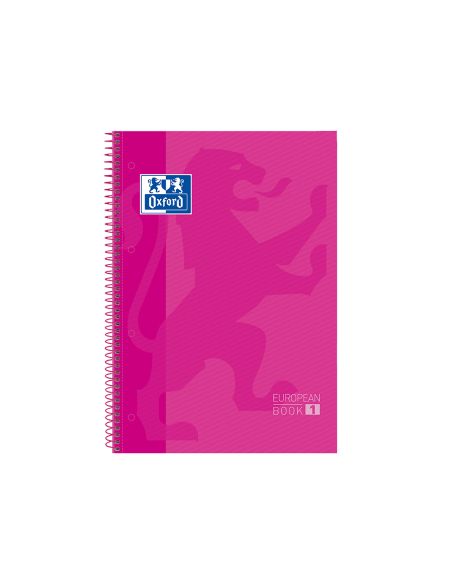 Bloc Espiral Oxford European Book Tapa Extradura Din A4 80 Hojas Cuadricula 5 Mm Color Rosa