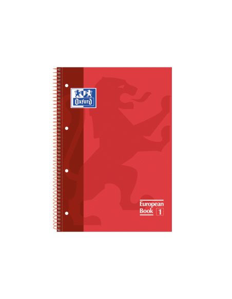 Bloc Espiral Oxford Tapa Extradura Microperforado Din A4 80 Hojas Cuadros 5Mm Color Rojo