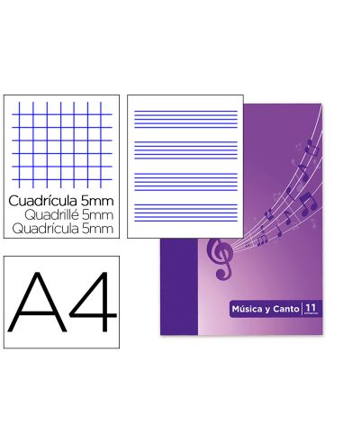 Bloc Musica Y Canto Oxford Pentagrama Interlineado 2 Mm + Cuadricula 5 Mm Din A4 24 Hojas 90G/M2