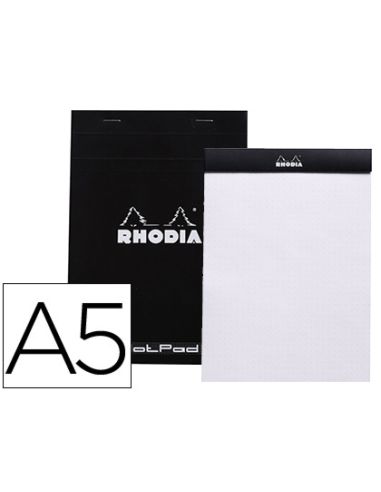 Bloc Nota Rhodia Black Dot Pad Din A5 80 Hojas 80 G/M2 Liso Con Puntos Negros 5 Mm Perforado