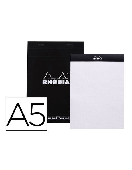 Bloc Nota Rhodia Black Dot Pad Din A5 80 Hojas 80 G/M2 Liso Con Puntos Negros 5 Mm Perforado
