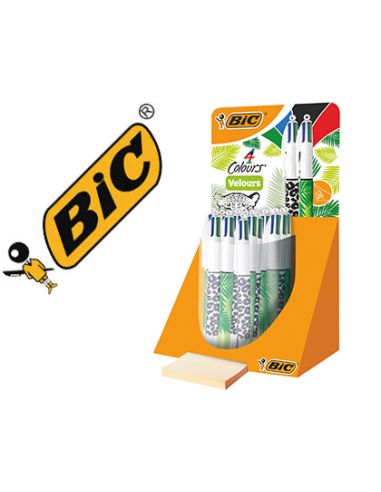 Boligrafo Bic Cuatro Colores Velours Expositor De 30 Unidades Surtidas 230X125X149 Mm