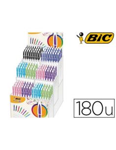 Boligrafo Bic Cristal Up Bicolor Punta De 1,2 Mm Expositor De 180 Unidades Colores Surtidos