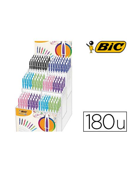Boligrafo Bic Cristal Up Bicolor Punta De 1,2 Mm Expositor De 180 Unidades Colores Surtidos