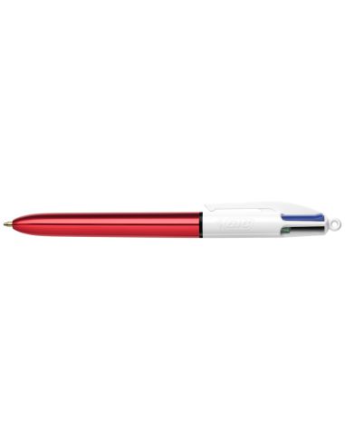 Boligrafo Bic Cuatro Colores Shine Rojo Punta De 1 Mm
