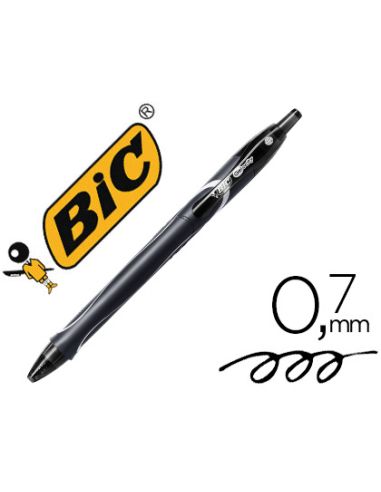 Boligrafo Negro  Bic Gelocity Quick Dry Retractil Tinta Gel Punta De 0,7 Mm